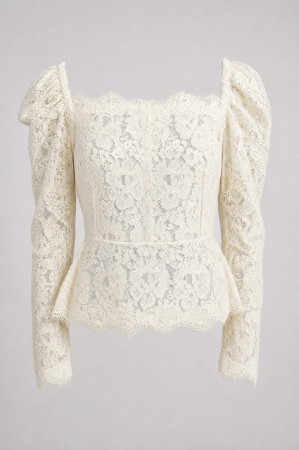 Noutati - Bluza Lace Peplum Ivoire