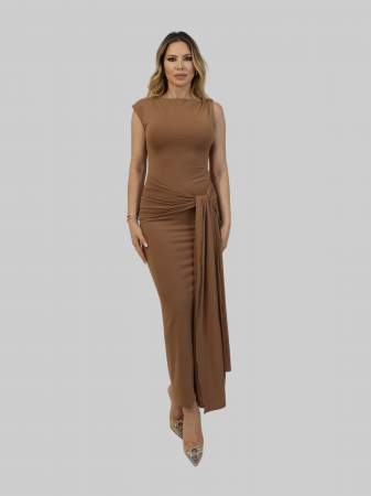 Rochii - Rochie Drape Bej