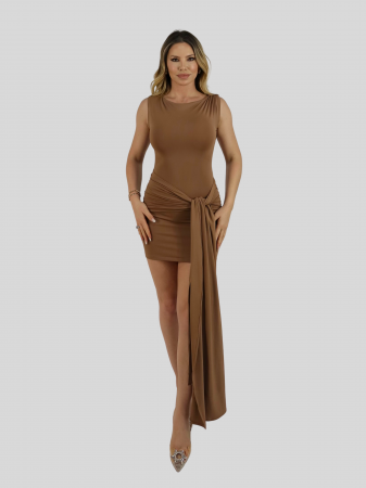 Rochii - Rochie  Drape Mini Bej