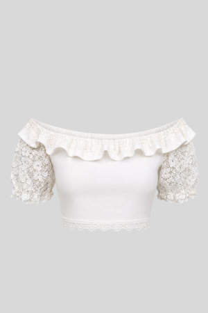 Noutati - Top Linen lace-trim