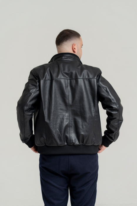 Jachetă Bomber Premium – Piele Naturală de Ovină cu Textură Perforată [3]