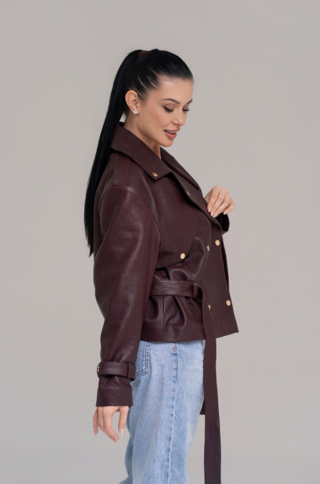 Jachetă Scurtă din Piele Naturala – Burgundy Intense [5]