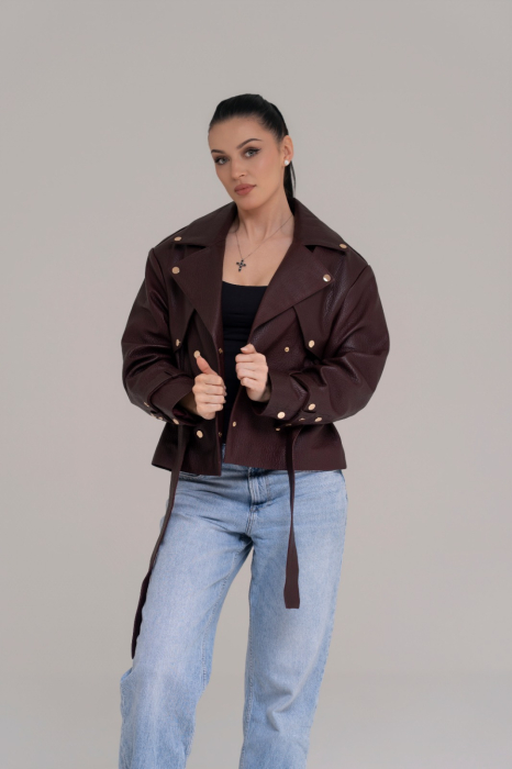 Jachetă Scurtă din Piele Naturala – Burgundy Intense [4]