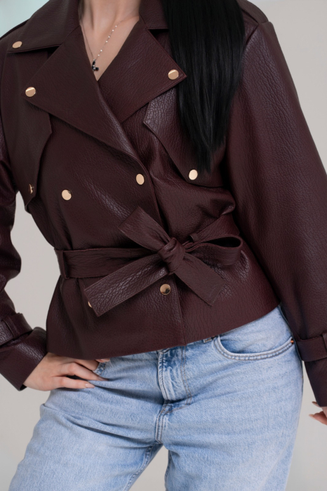 Jachetă Scurtă din Piele Naturala – Burgundy Intense [2]