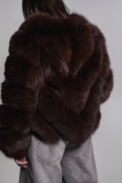 Blană din vulpe polară model 2in 1 lucrată pe suport de piele [2]