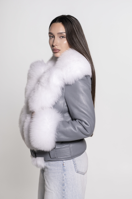 Cojoc din miel toscan accesorizat cu blană de vulpe [2]