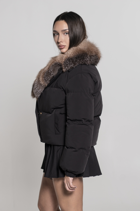 Geacă fas impermeabil accesorizată cu guler din vulpe canadiană [2]