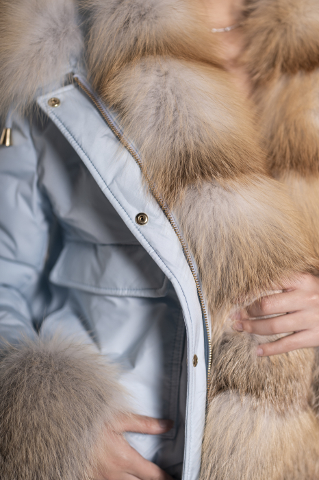 Geacă fas impermeabilă accesorizată cu blană de vulpe gold frost [5]