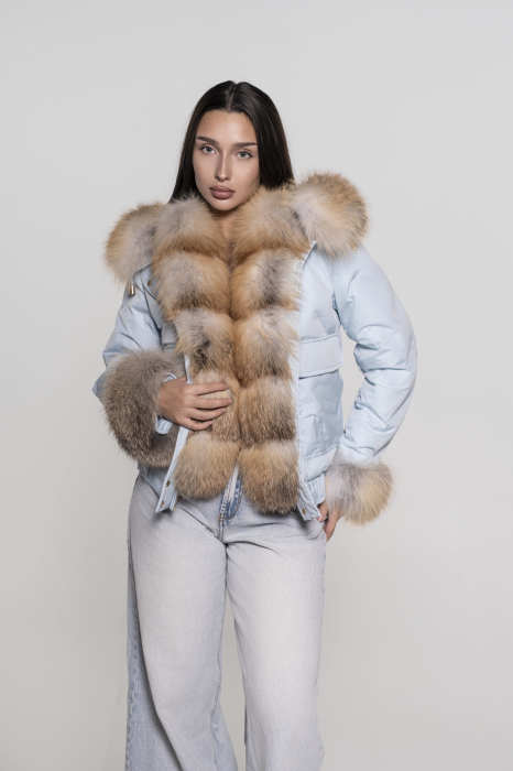 Geacă fas impermeabilă accesorizată cu blană de vulpe gold frost [4]