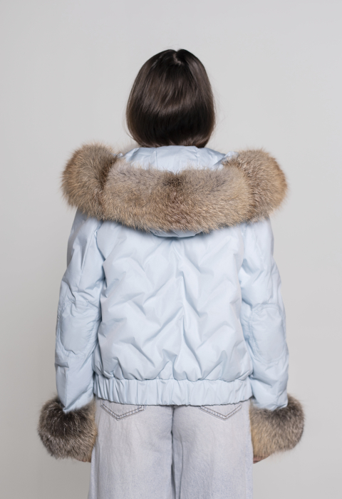 Geacă fas impermeabilă accesorizată cu blană de vulpe gold frost [2]