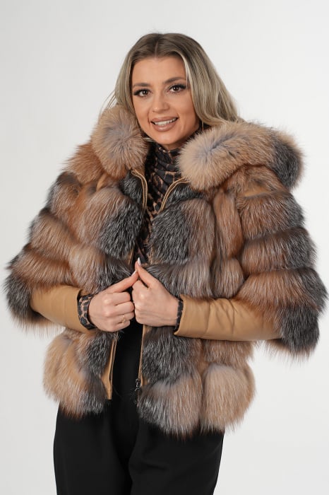 Haină din blană de vulpe canadiană - model 4 in 1 [2]
