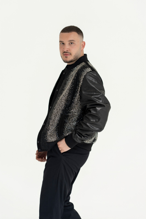 Jachetă Bomber de Lux – Black Diamond & Genuine Leather [3]