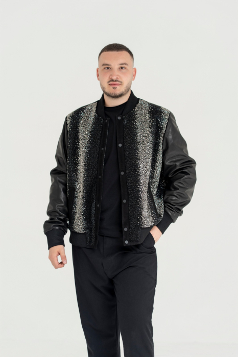 Jachetă Bomber de Lux – Black Diamond & Genuine Leather [2]