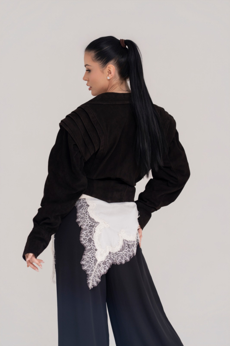 Trench Scurt din Piele Naturală Întoarsă [2]