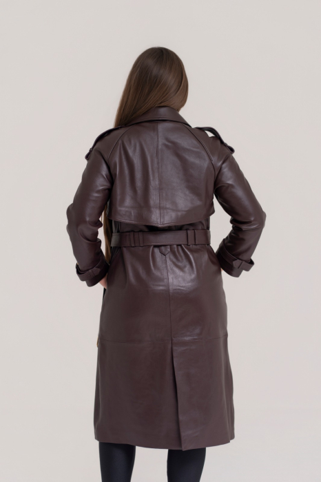 Trenci Lung din Piele Naturală Chocolate [4]
