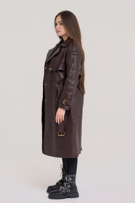 Trenci Lung din Piele Naturală Chocolate [2]