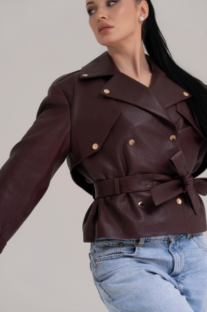 Jachetă Scurtă din Piele Naturala – Burgundy Intense [2]