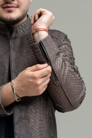 Jachetă Bărbătească din Piele Naturală – Textură Exotică Python Grey [3]