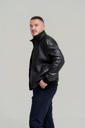 Jachetă Bomber Premium – Piele Naturală de Ovină cu Textură Perforată [1]