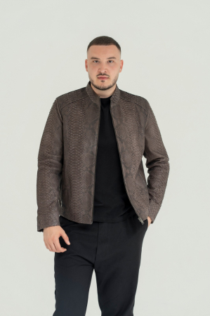 BARBATI - Jachetă Bărbătească din Piele Naturală – Textură Exotică Python Grey