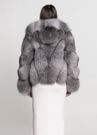 VESTE DE BLANĂ - Blană din vulpe argintie (frost ) lucrată pe suport de piele