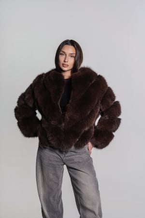 COLECTIE NOUA - Blană din vulpe polară model 2in 1 lucrată pe suport de piele