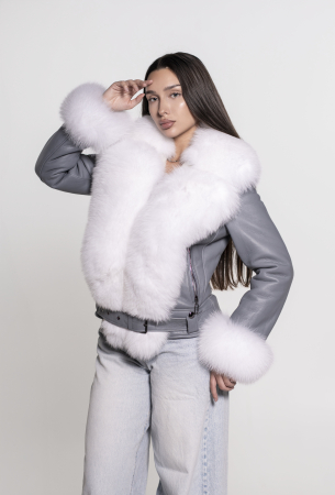 Blanuri Femei - Cojoc din miel toscan accesorizat cu blană de vulpe