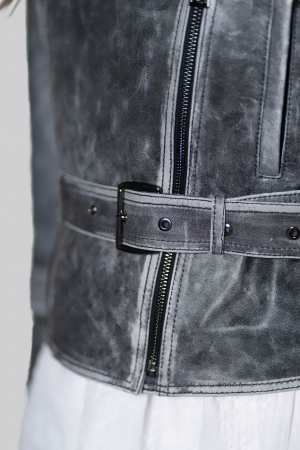 Geaca de piele de ovina biker vintage [3]