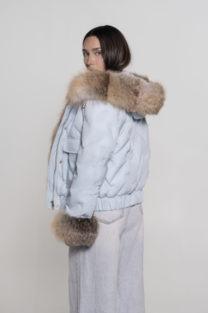 Geacă fas impermeabilă accesorizată cu blană de vulpe gold frost [2]