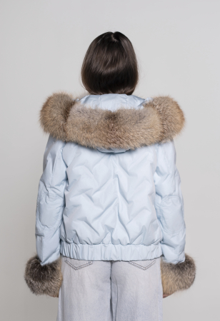 Geacă fas impermeabilă accesorizată cu blană de vulpe gold frost [1]