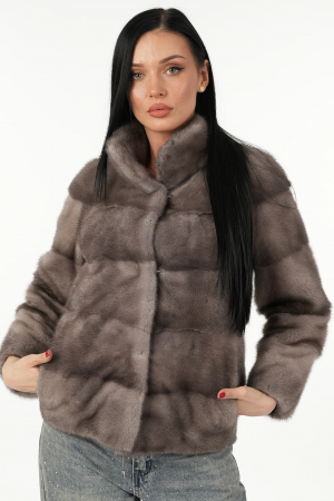 GAMA LUXURY - Haină din blană de vizon ( nurcă ) SILVER - bucată întreagă