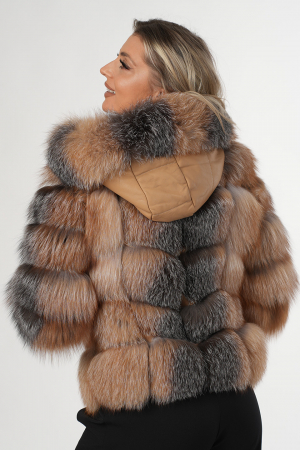 Haină din blană de vulpe canadiană - model 4 in 1 [3]