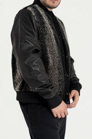 Jachetă Bomber de Lux – Black Diamond & Genuine Leather [3]