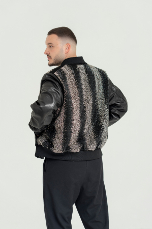 Jachete si geci din piele barbati - Jachetă Bomber de Lux – Black Diamond & Genuine Leather