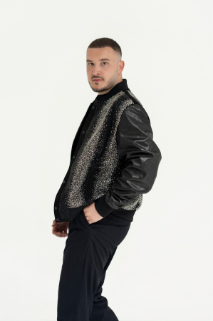 Jachetă Bomber de Lux – Black Diamond & Genuine Leather [2]