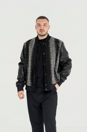 Jachetă Bomber de Lux – Black Diamond & Genuine Leather [1]