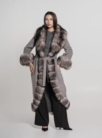 Blanuri Femei - Palton din lână Alpaca accesorizat cu garnitură din vulpe