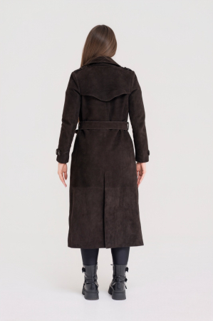 Trench Lung din Piele Naturală Întoarsă [3]