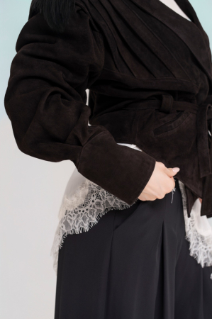 Trench Scurt din Piele Naturală Întoarsă [4]