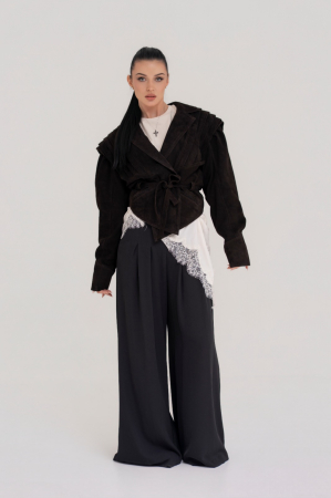 FEMEI - Trench Scurt din Piele Naturală Întoarsă