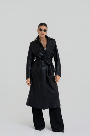 FEMEI - Trenci Lung din Piele Naturală