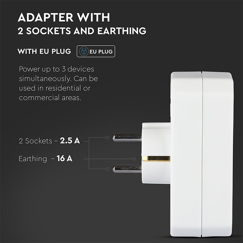 ADAPTOR 3 PRIZE 1X16A 2x2.5A MAX 3500W [10]