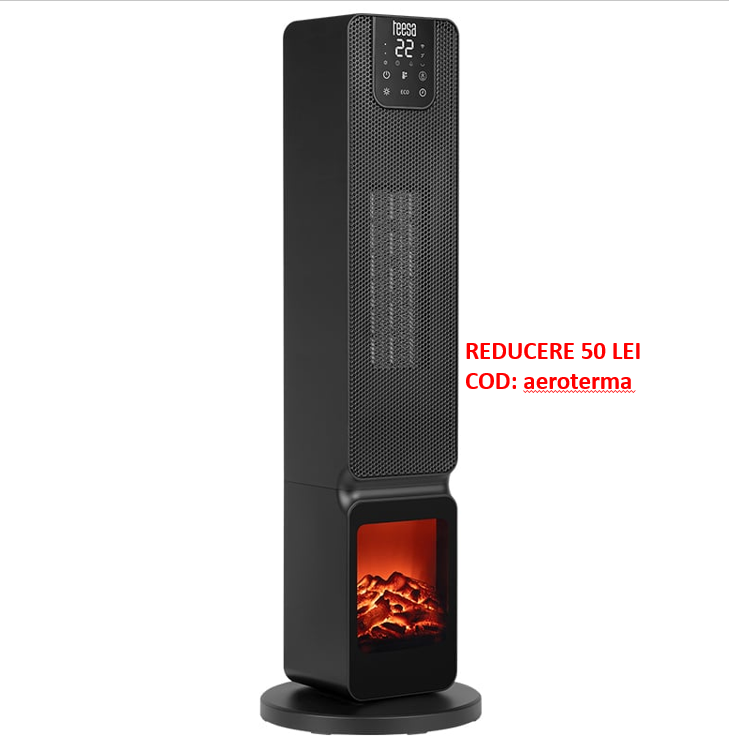 Aerotermă Turn PTC 2000W cu Imitatie Șemineu Teesa [1]