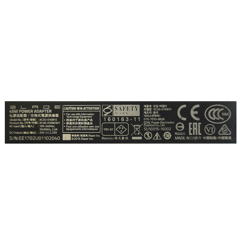 ALIMENTATOR LAPTOP RAZER BLADE 20V 2.25A 45W RC30-016803 [4]