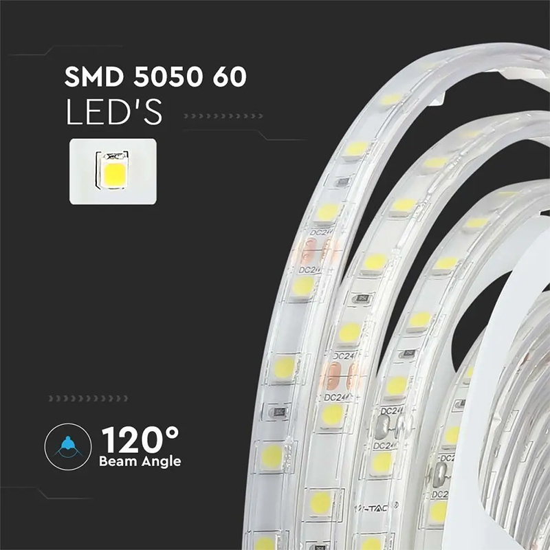 BANDA LED SMD5050 24V 60LED/M 6400K IP65 5M [10]