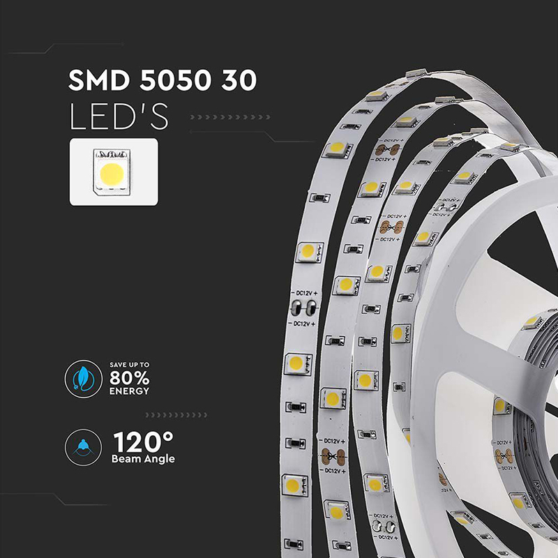 BANDA LED SMD5050 30LED/M 6400K IP20 5M [4]