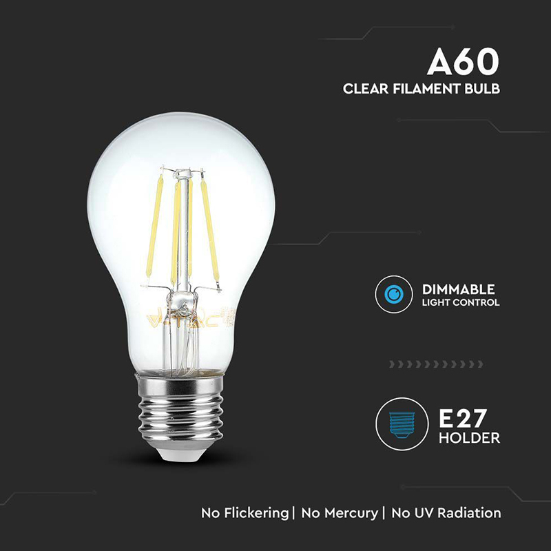 BEC E27 A60 CU FILAMENT DIMABIL LED 8W 3000K ALB CALD [5]