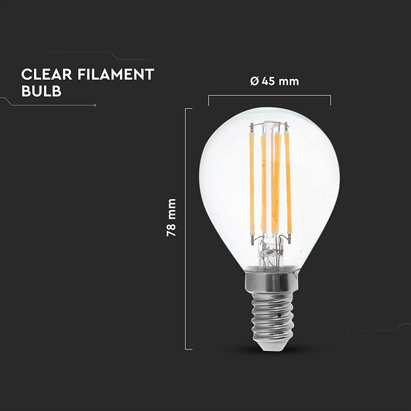 BEC FILAMENT LED P45 E14 6W 130LM/WAT 2700K ALB CALD [3]