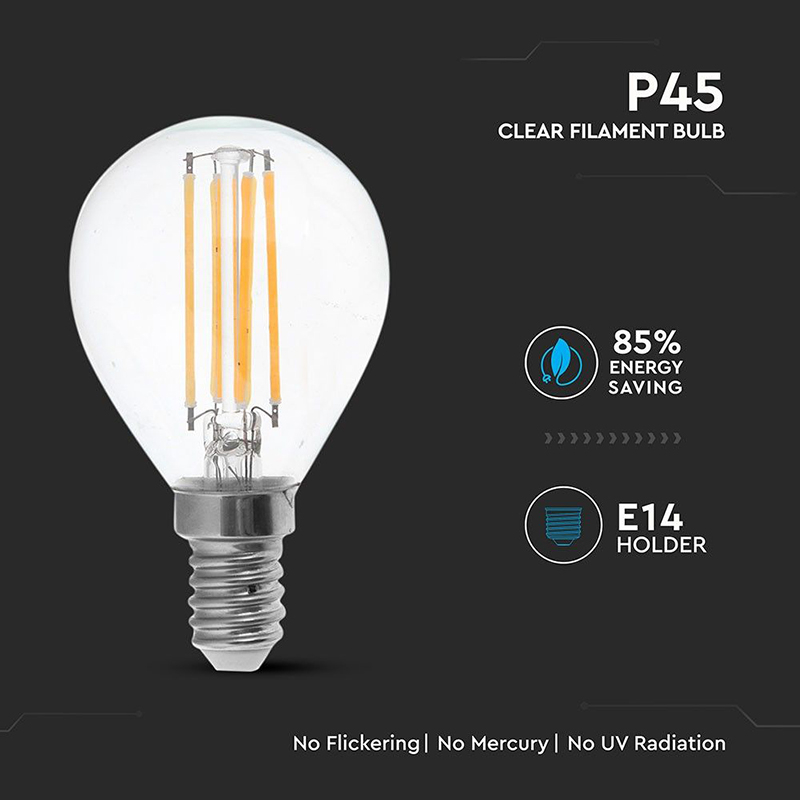 BEC FILAMENT LED P45 E14 6W 130LM/WAT 2700K ALB CALD [4]