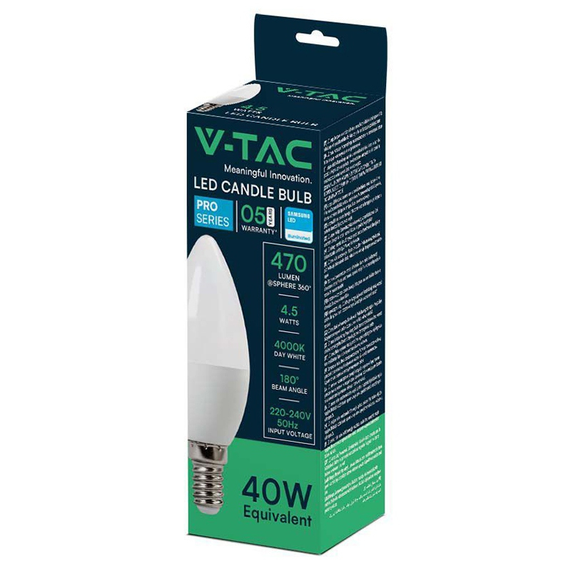 BEC LED E14 C37 4.5W 4000K ALB NEUTRU, CIP SAMSUNG [4]